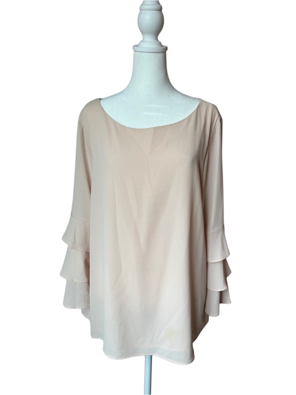Calvin Klein Blush Ivory Ruffle Sleeve Blouse Top XL